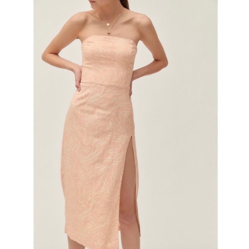 Urban Outfitters Linen Strapless Midi Dress